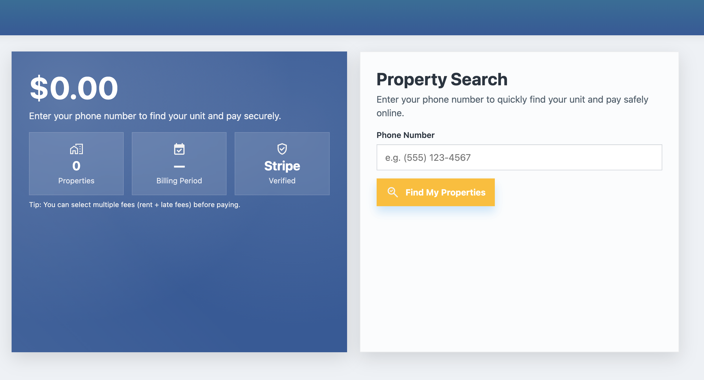 Mobile app showing rent collection and payments