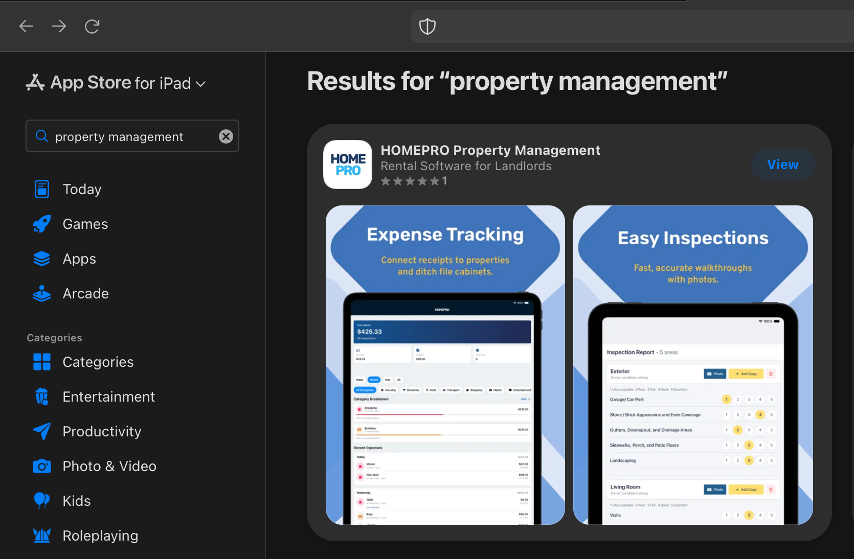 Showing HOMEPRO the best landlord app for iOS